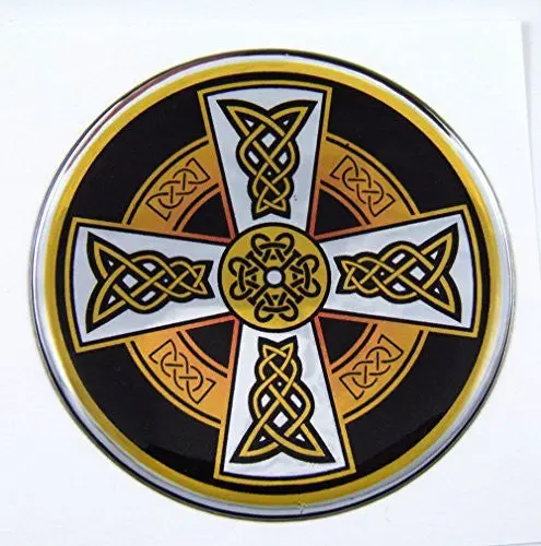 Celtic Cross D1 Emblem Domed Decal On Chrome Milar Bike Motorcycle Car 62Mm 1