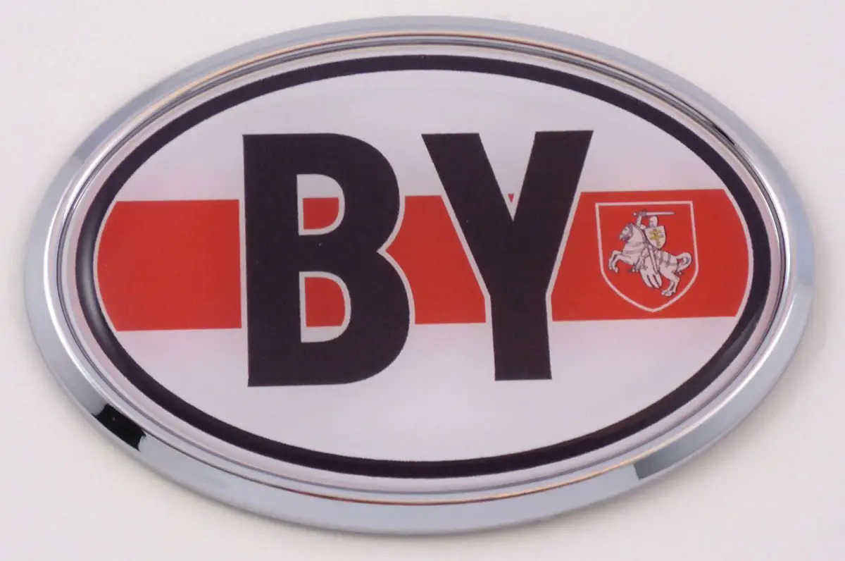 Belarus By Belorussian Car Chrome Emblem Bumper Sticker Flag Decal Oval 1