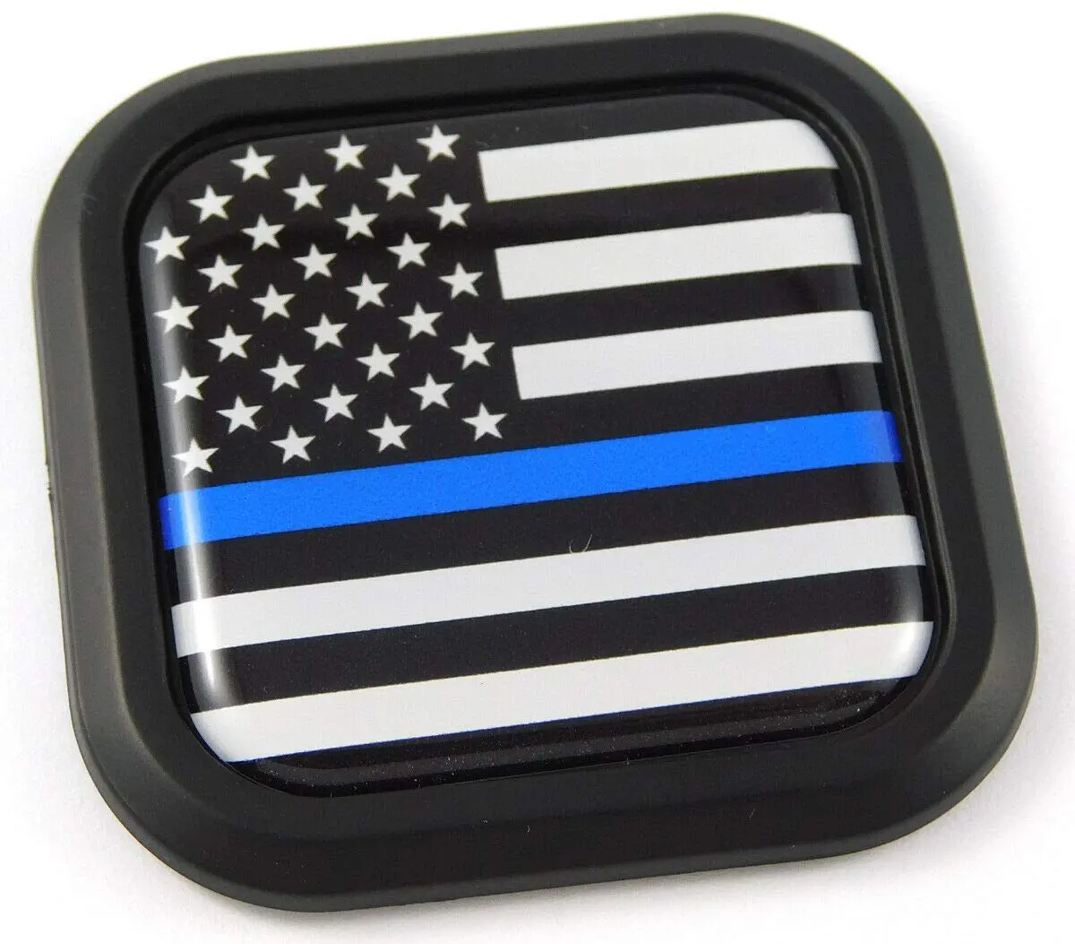 Usa Police American Flag Square Black Rim Emblem Car 3D Decal Badge Bumper 2" 1