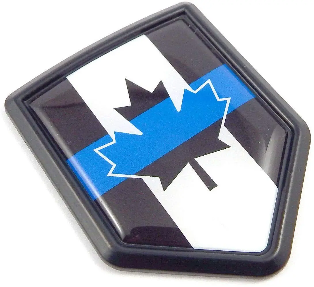 Canada Police Thin Blue Line Flag Black Shield Car Bike Decal Crest Emblem 1