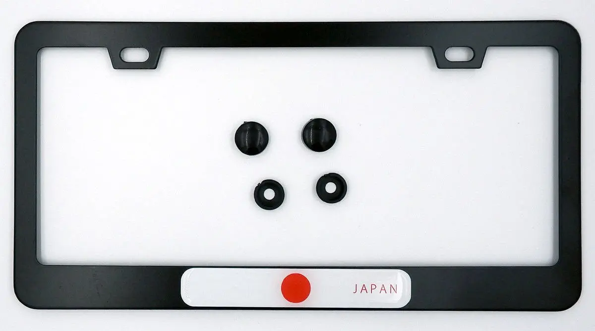 Japan Flag Metal Black Aluminium Car License Plate Frame Holder With Free Caps 1