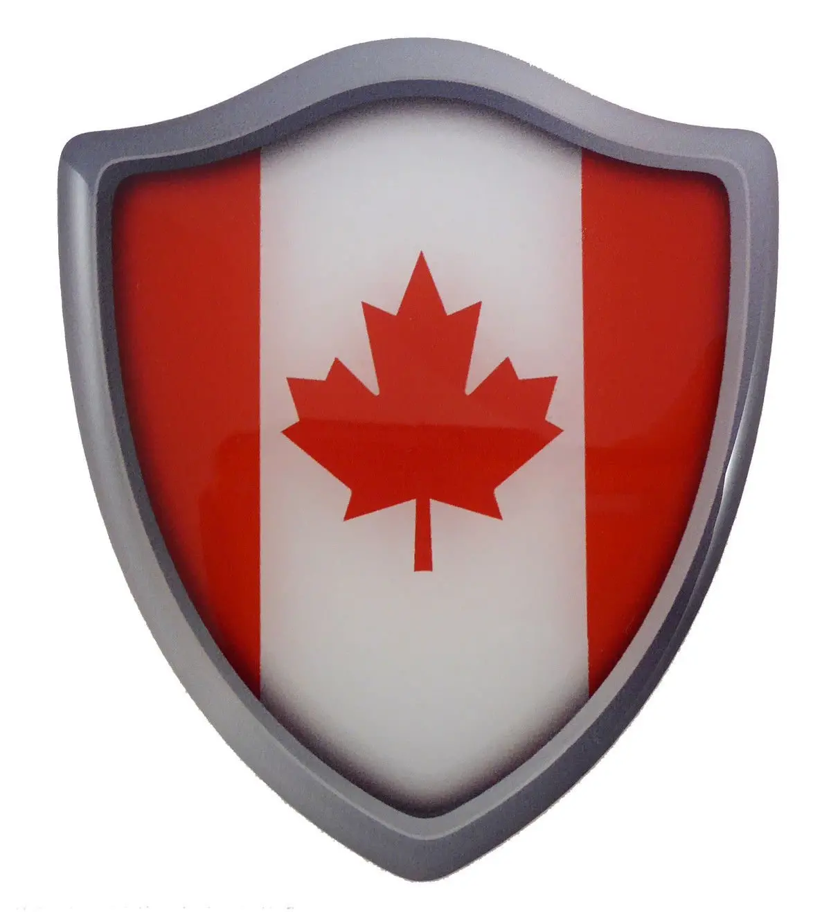 Canada Flag Shield Domed Decal 3D Look Edge Emblem Resin Sticker 2.6"X3" 1
