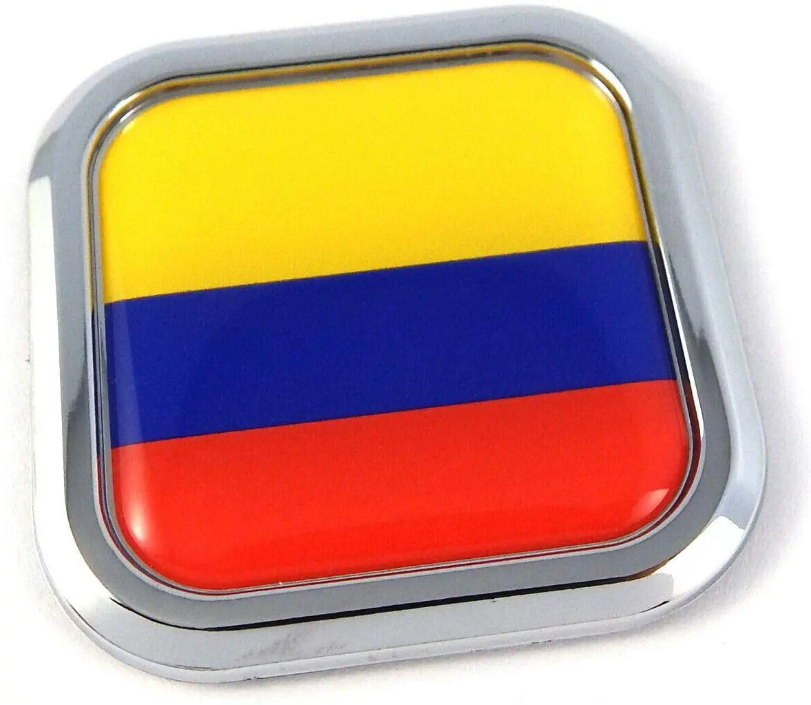 Columbia Flag Square Chrome Rim Emblem Car 3D Decal Badge Hood Bumper Sticker 2" 1