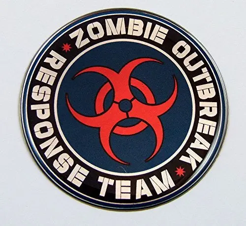 Zombie Outbreak Responce Team Emblem Domed Decal On Chrome Bike Motorcycle Car 1