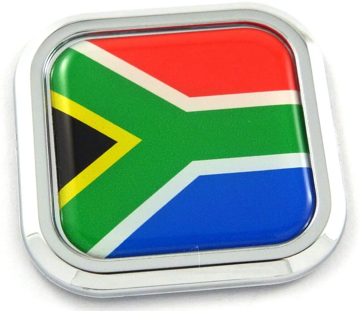 South Africa Flag Square Chrome Rim Emblem Car 3D Decal Badge Bumper Sticker 2" 1