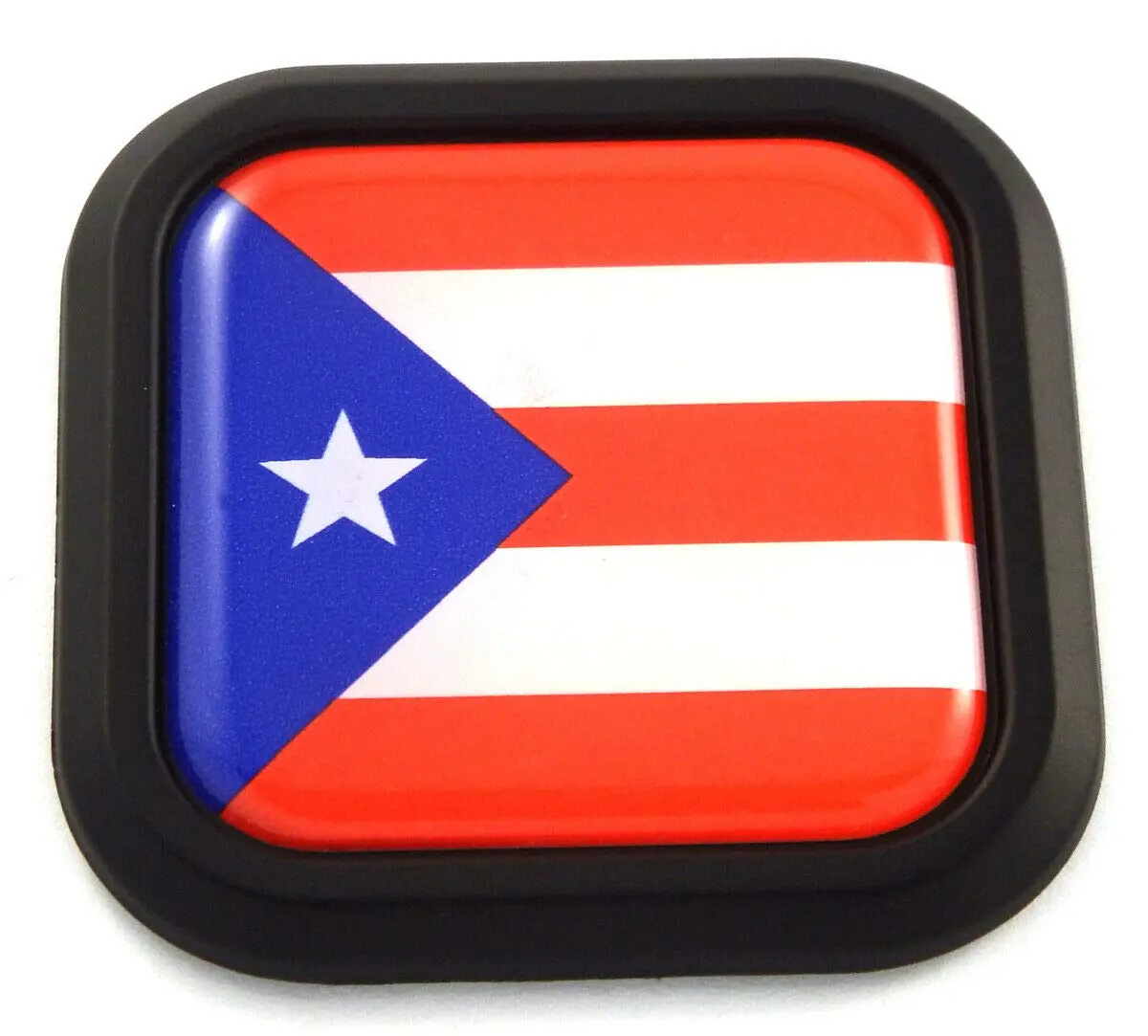 Puerto Rico Flag Square Black Rim Emblem Car 3D Decal Badge Bumper Sticker 2" 1