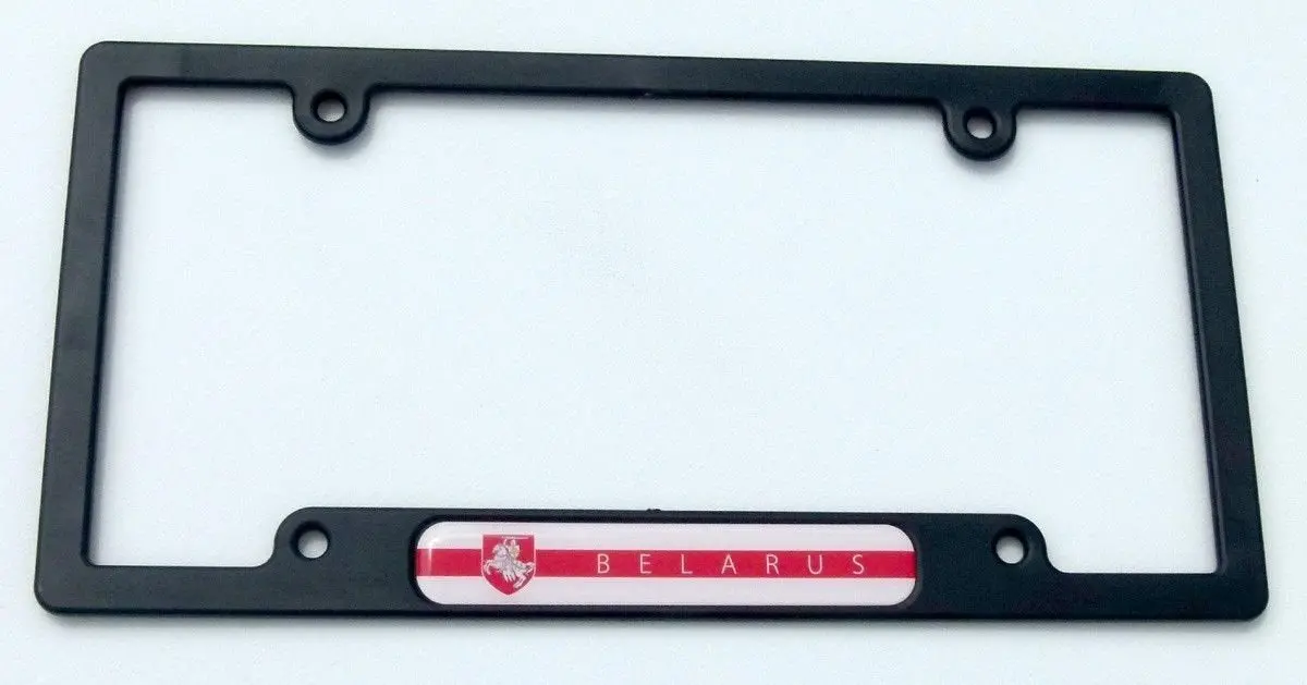 Belarus Flag Black Plastic Car License Plate Frame Domed Colour Lens Belorussian 1