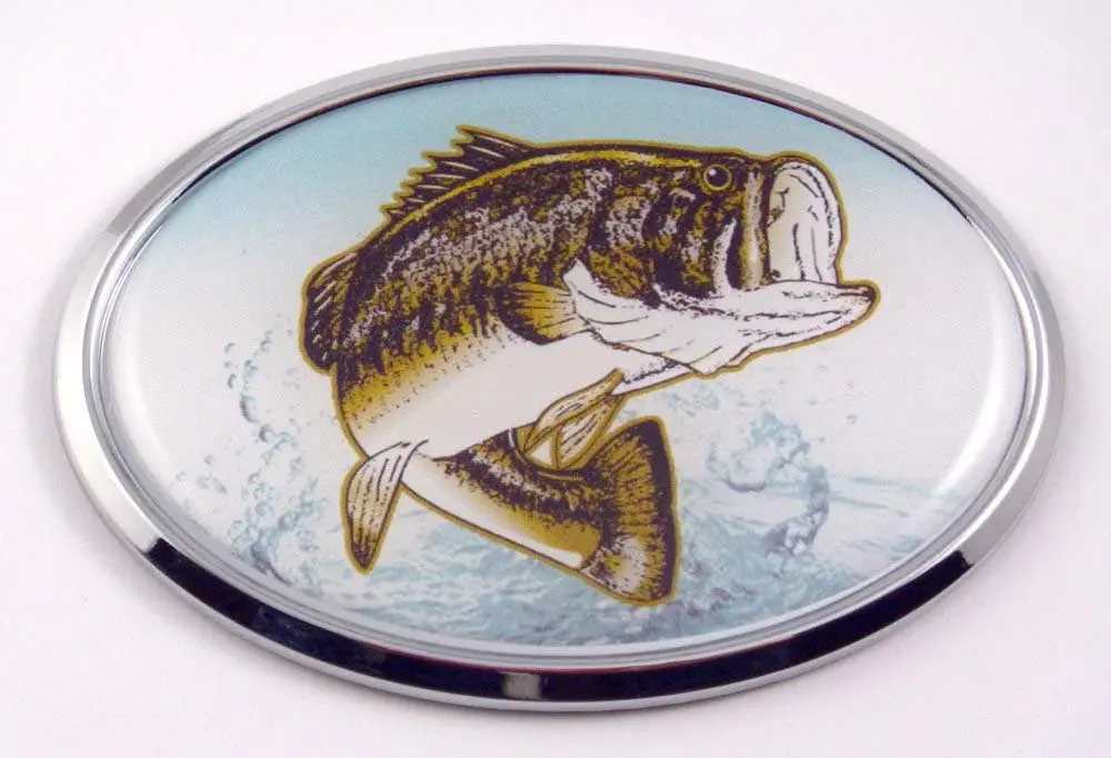 Fishing Bass Fisherman's Car Auto Boat Chrome Emblem Decal Trunk Hobby Sticker 1