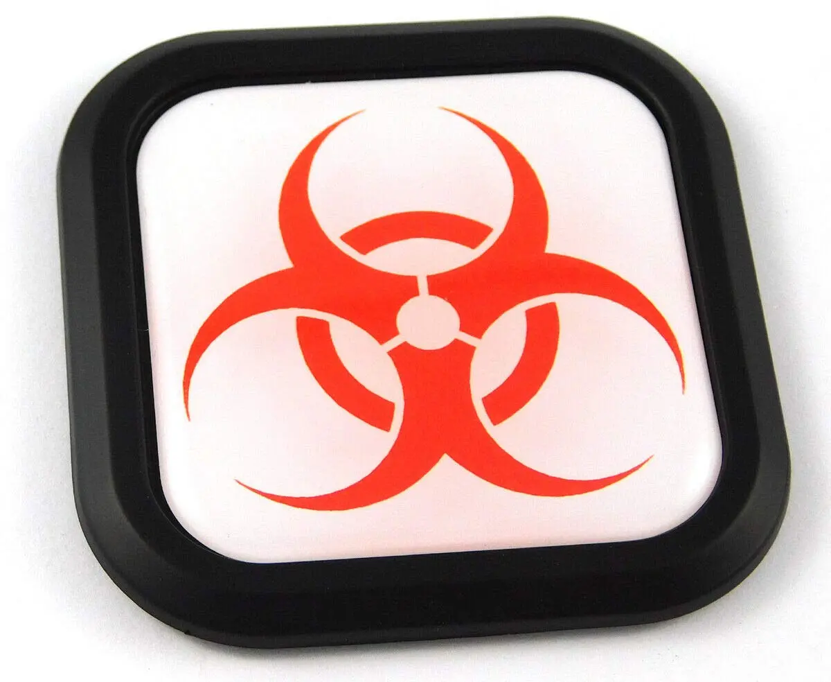 Biohazard Zombie Square Black Rim Emblem Car 3D Decal Badge Bumper 2" 1