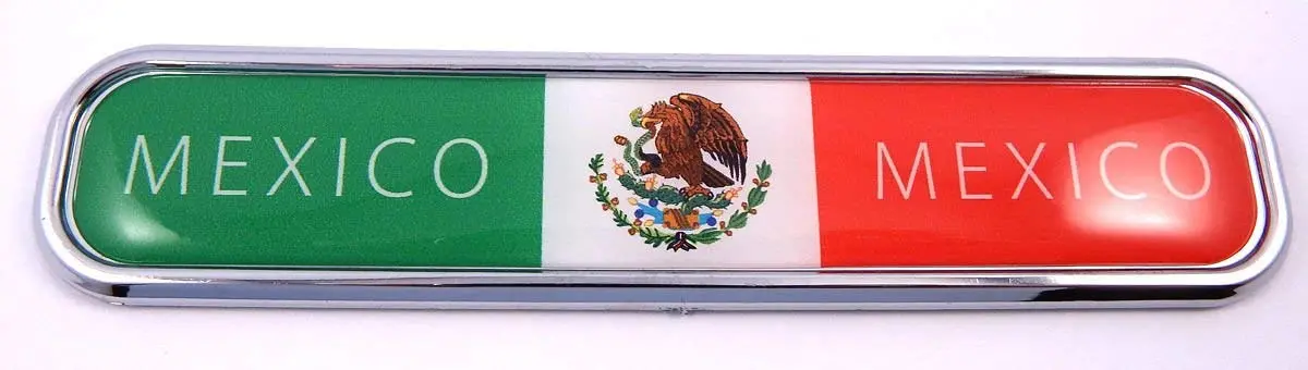 Mexico Flag Chrome Emblem 3D Auto Decal Sticker Car Bike Boat 5.3" 1