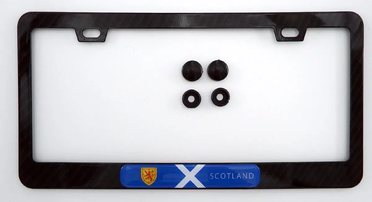 Scotland Scottish Flag Black Carbon Fiber Look Metal Car License Plate Frame 1