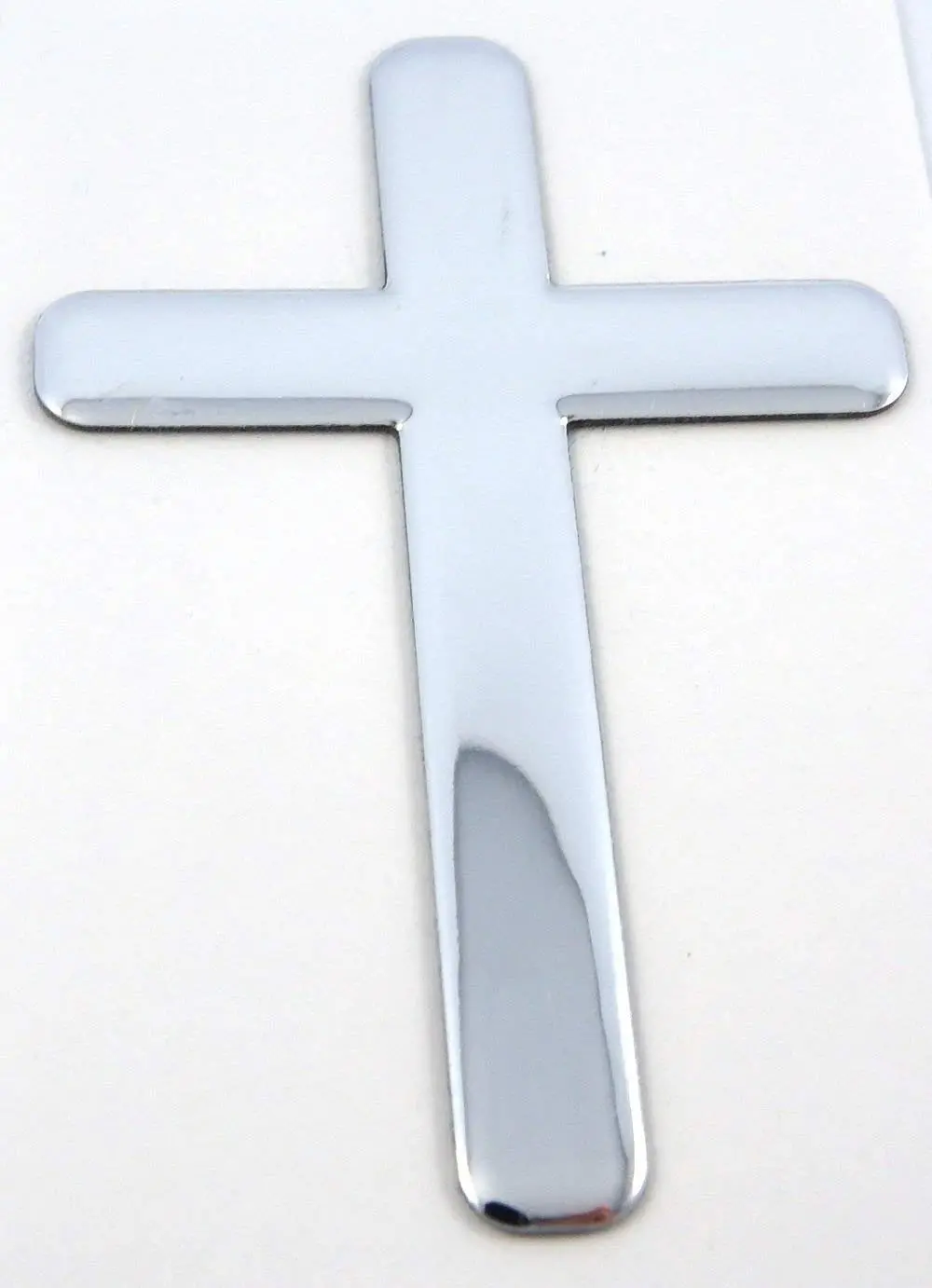 Jesus Cross Chrome Finish Decal Emblem 3D Sticker Car Bike Auto 2"X3" 1
