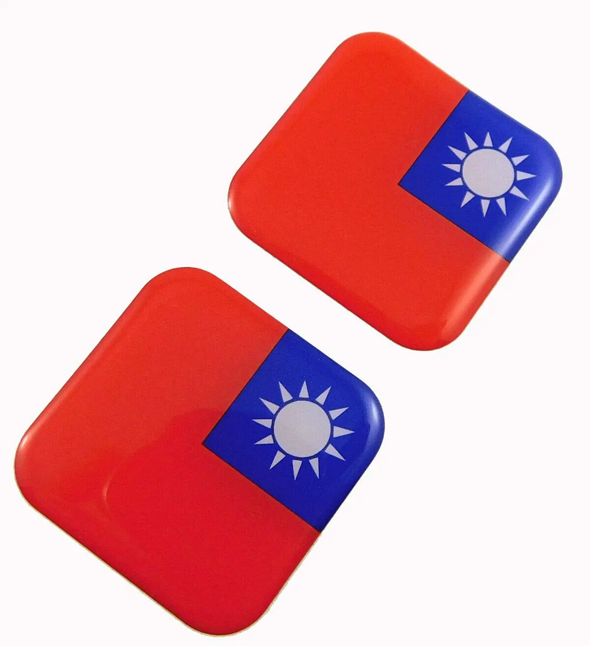 Taiwan Flag Square Domed Decal Car Bike Gel Stickers 1.5" 2Pc 1
