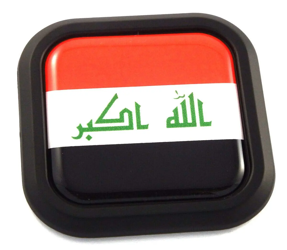Iraq Lion Flag Square Black Rim Emblem Car 3D Decal Badge Hood Bumper Sticker 2" 1