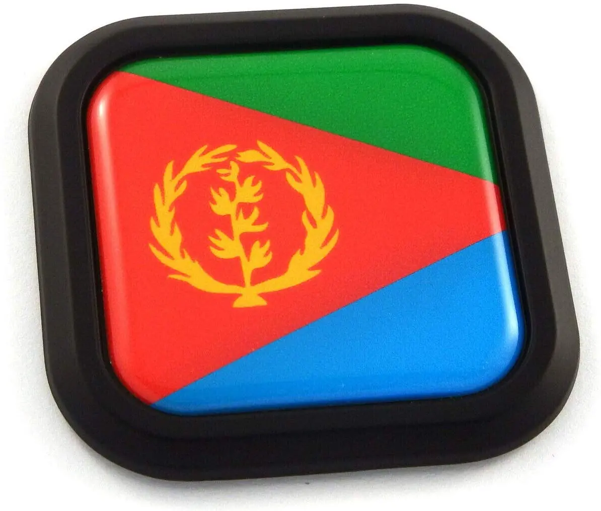 Eritrea Flag Square Black Rim Emblem Car 3D Decal Badge Hood Bumper Sticker 2" 1