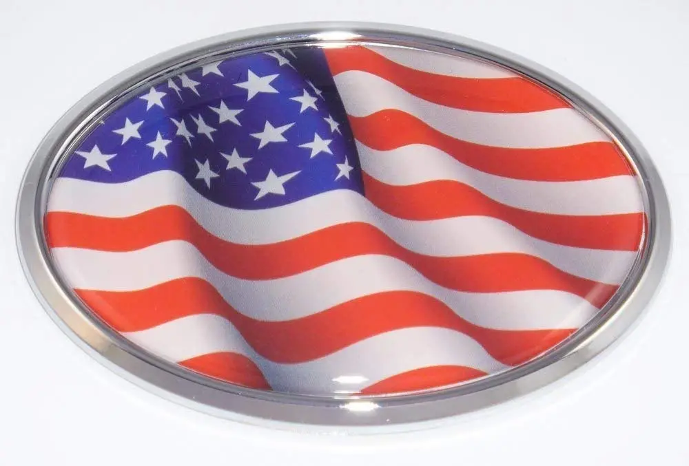 Usa American Flag Emblem Chrome Car Decal Sticker Oval 1