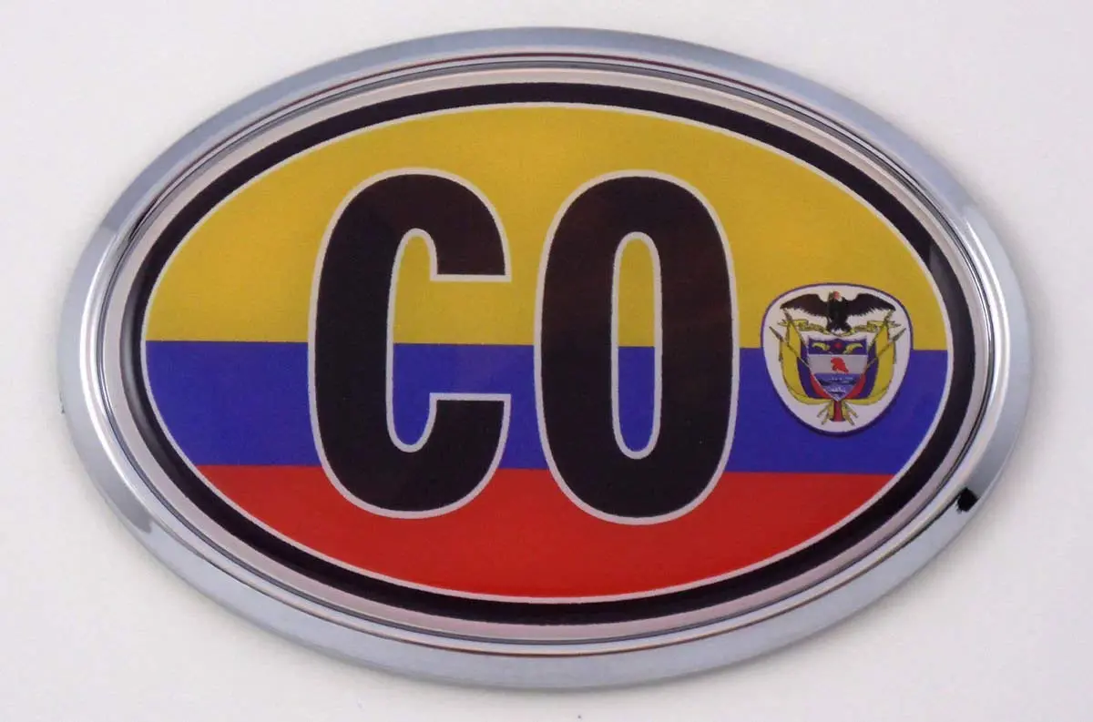 Colombia Co Flag Car Chrome Emblem Bumper Sticker Flag Decal Oval 1