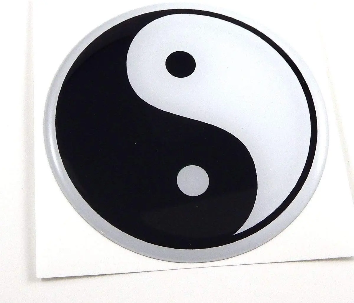 Yin Yang Flag Round Domed Car Decal Emblem 3D Sticker 2.44" 1