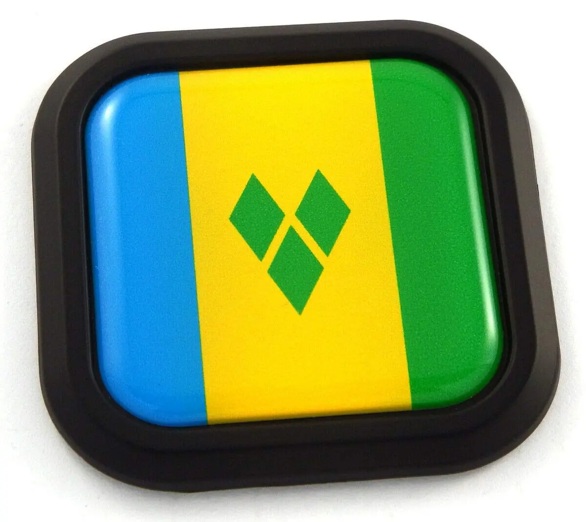 St.Vincent And The Grenadines Flag Square Black Rim Emblem Car 3D Decal Badge 2" 1