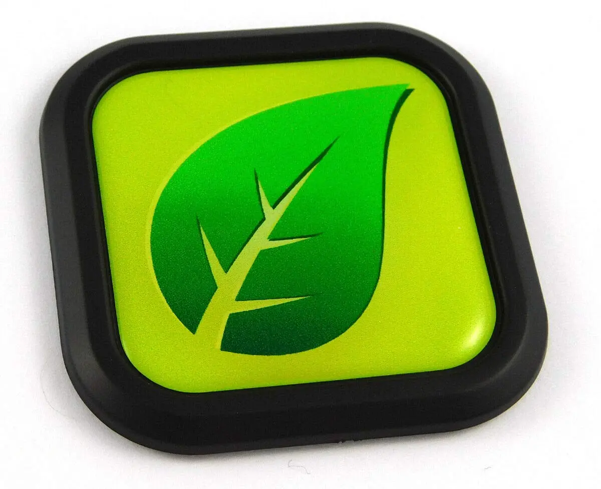 Green Leaf Flag Square Black Rim Emblem Car 3D Decal Badge Bumper 2" 1