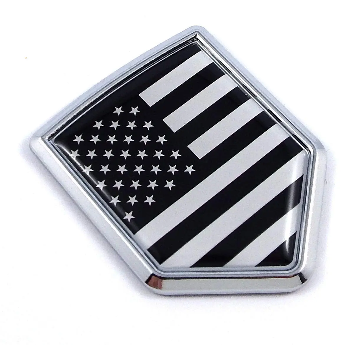 Usa Black Monochrome American Flag Car Auto Chrome Emblem Decal Badge 3D Sticker 1