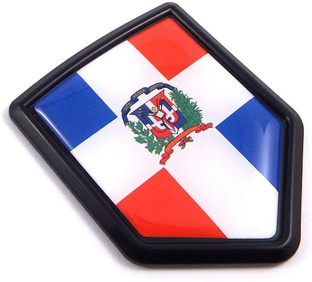 Dominican Republic Flag Black Shield Car Bike Decal Crest Emblem 3D Sticker 1