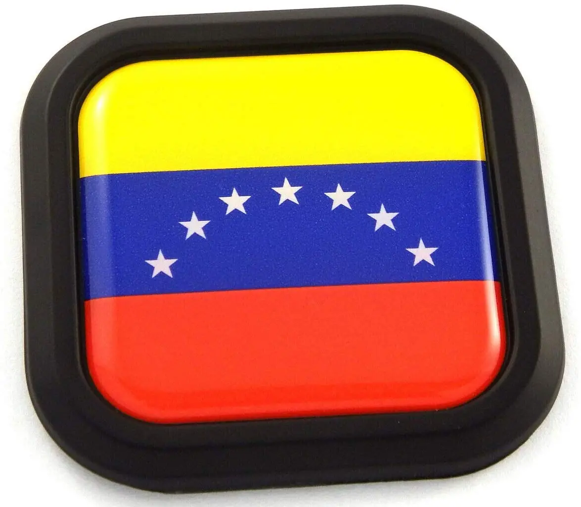 Venezuela Flag Square Black Emblem Rim Car 3D Decal Badge Bumper Sticker 2" 1