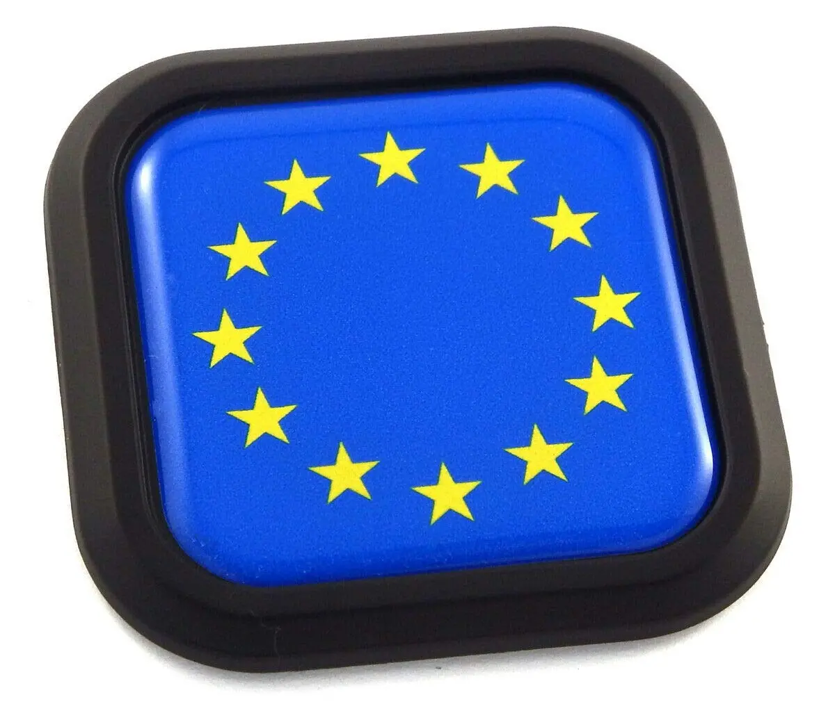 European Union Flag Square Black Rim Emblem Car 3D Decal Badge Bumper Sticker 2" 1