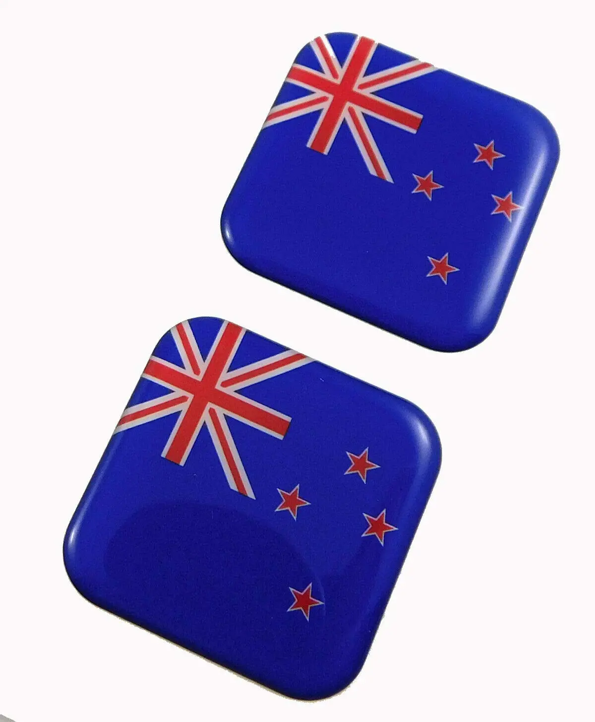 New Zeland Flag Square Domed Decal Car Bike Gel Stickers 1.5" 2Pc 1