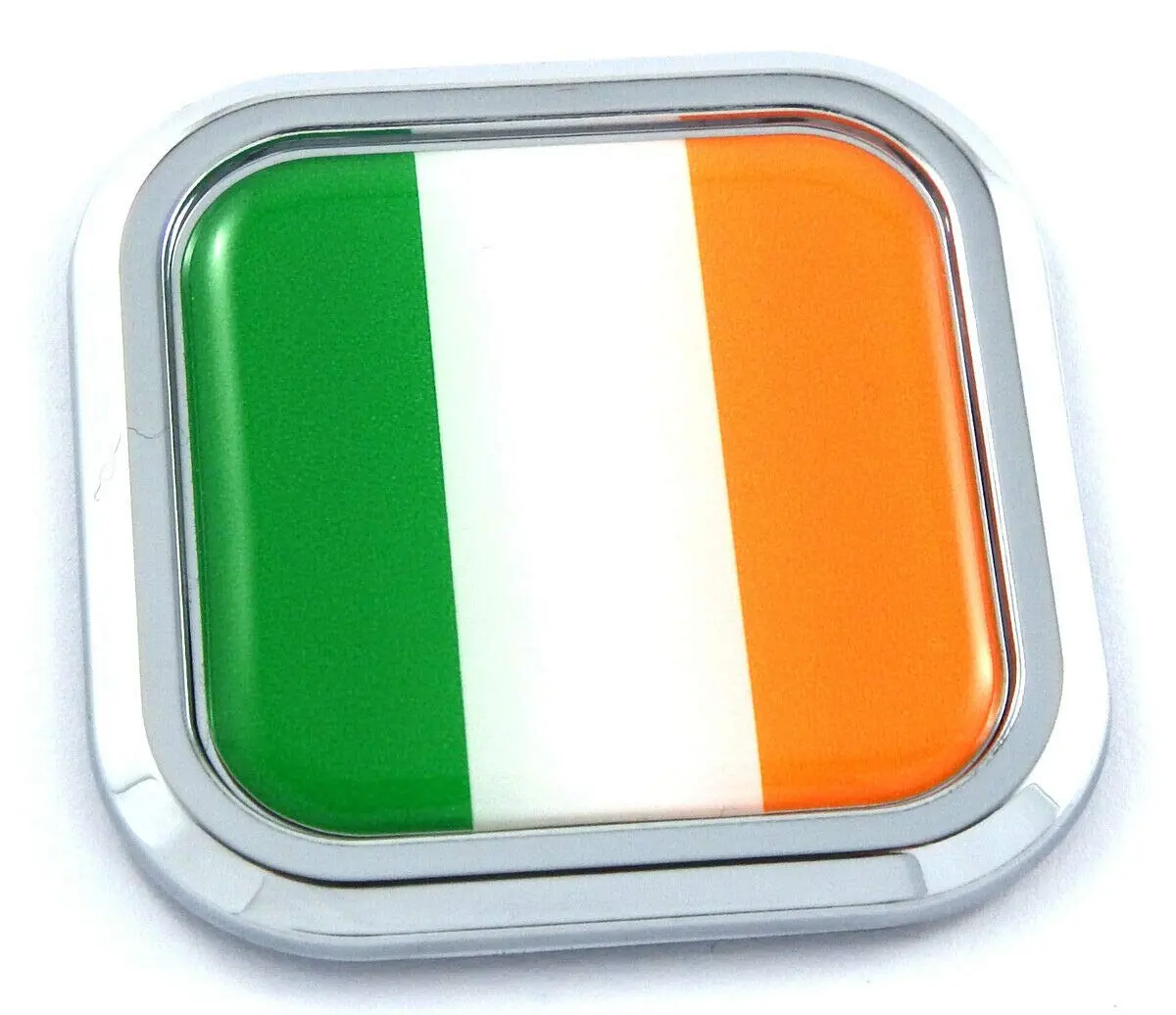 Ireland Flag Square Chrome Rim Emblem Car 3D Decal Badge Hood Bumper Sticker 2" 1