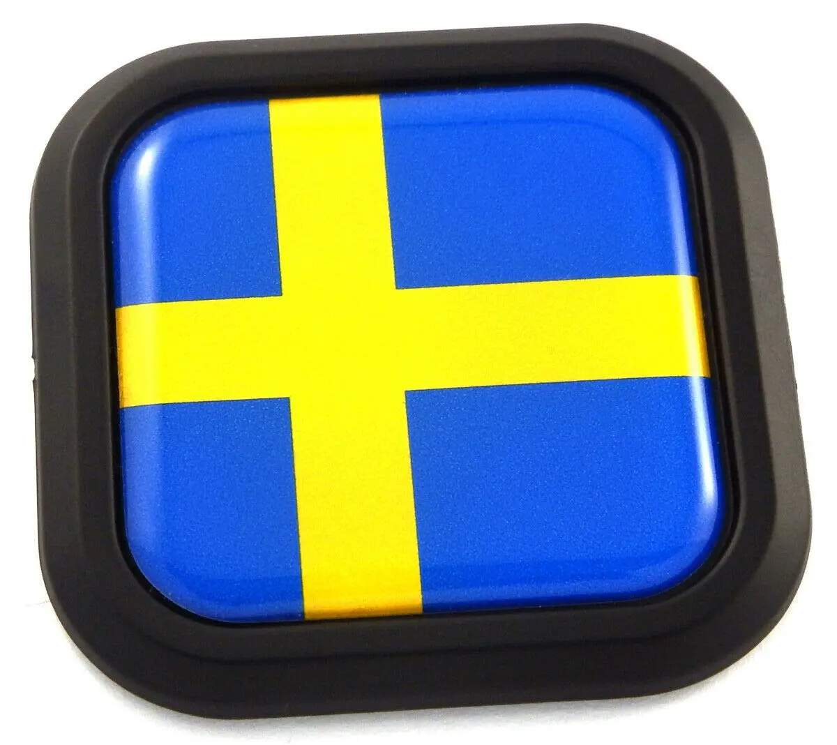 Sweden Swedish Flag Square Black Rim Emblem Car 3D Decal Badge Bumper Sticker 2" 1