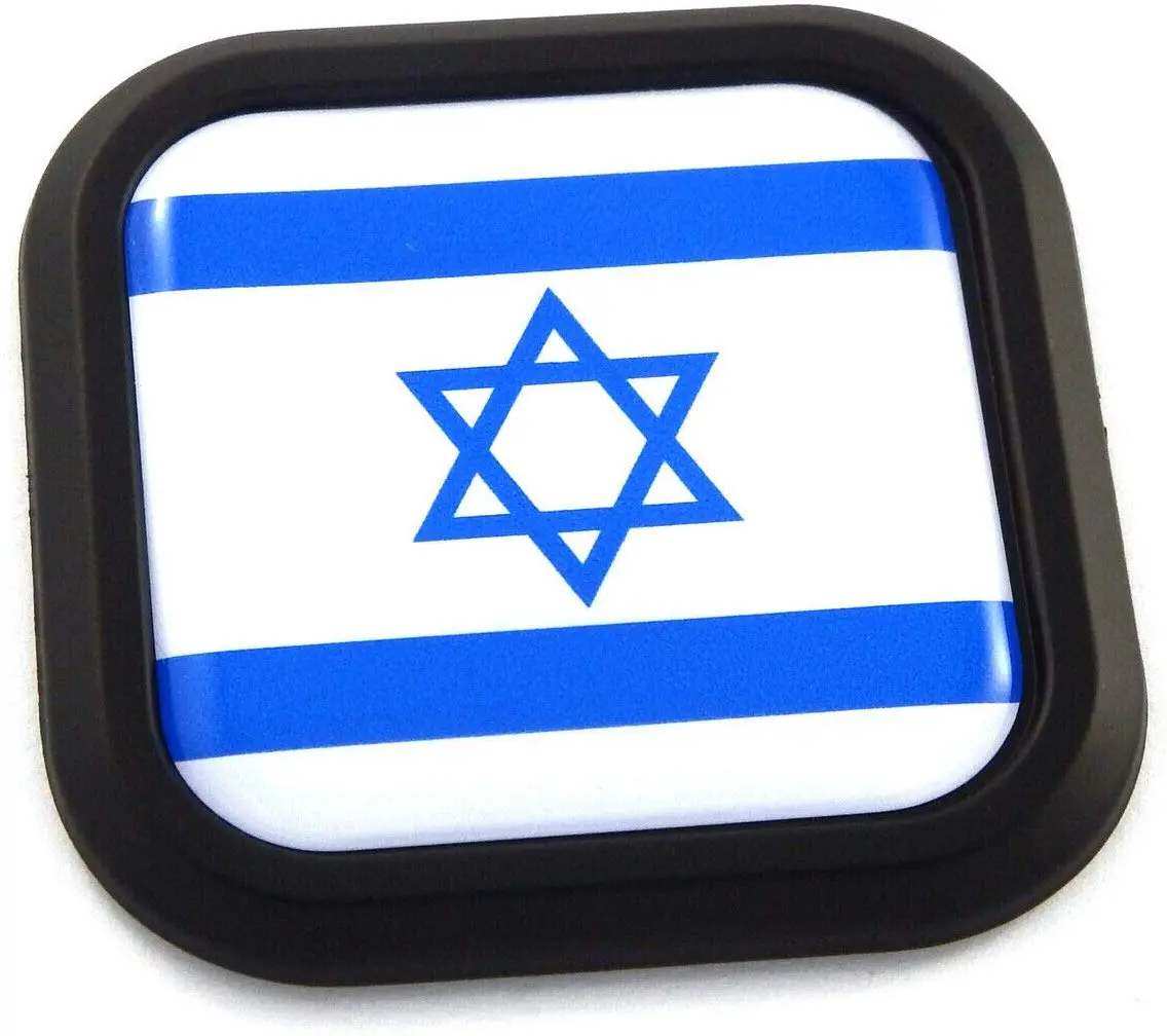 Israel Flag Square Black Rim Emblem Car 3D Decal Badge Hood Bumper Sticker 2" 1
