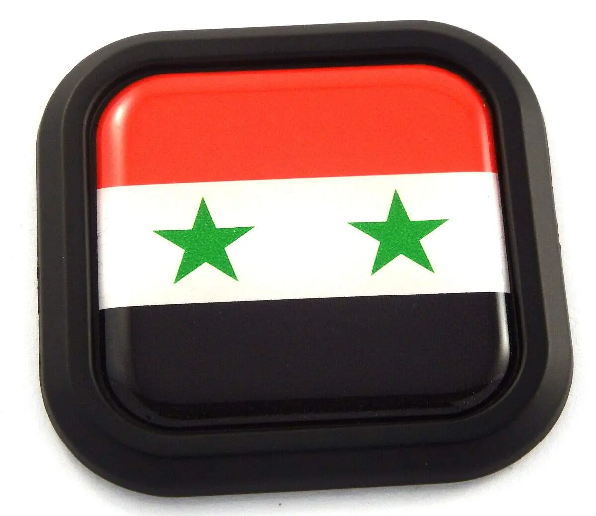 Syria Flag Square Black Rim Emblem Car 3D Decal Badge Hood Bumper Sticker 2" 1
