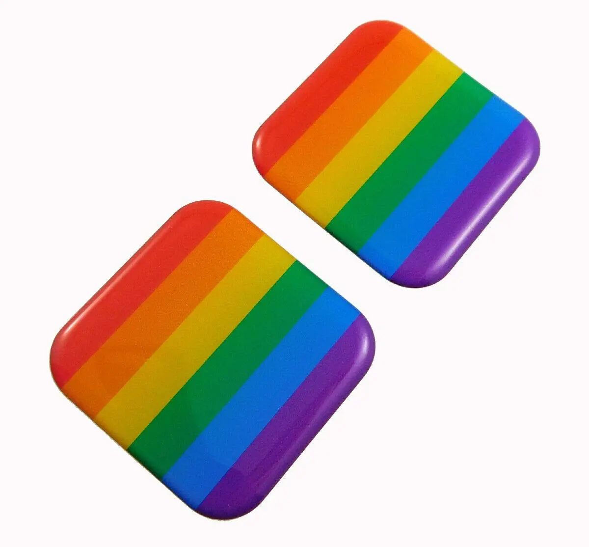 Pride Gay Lesbian Flag Square Domed Decal Car Bike Gel Stickers 1.5" 2Pc 1