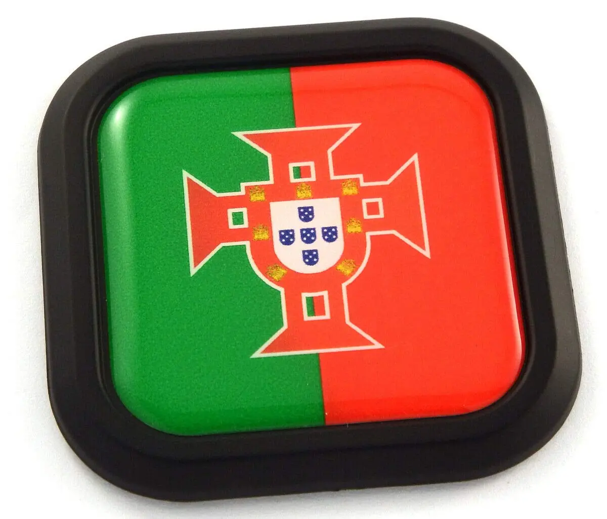 Portugal Flag Square Black Rim Emblem Car 3D Decal Badge Hood Bumper Sticker 2" 1