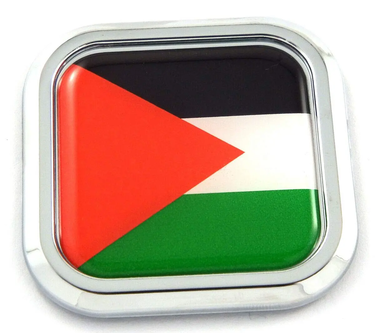Palestine Flag Square Chrome Rim Emblem Car 3D Decal Badge Bumper Sticker 2" 1