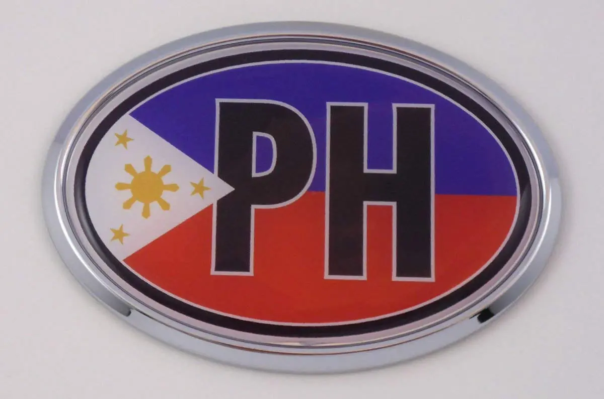 Philippine Ph Car Chrome Emblem Bumper Sticker Flag Decal Oval Philippines 1