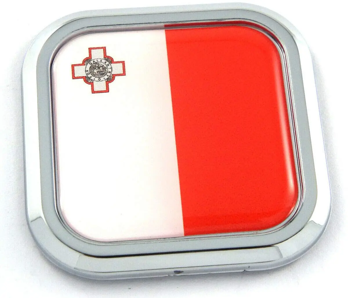 Malta Flag Square Chrome Rim Emblem Car 3D Decal Badge Hood Bumper Sticker 2" 1