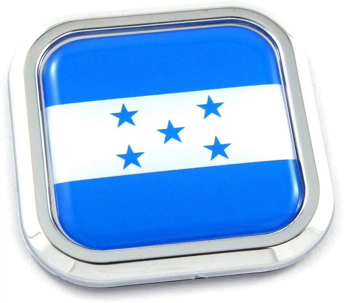 Honduras Flag Square Chrome Rim Emblem Car 3D Decal Badge Hood Bumper Sticker 2" 1