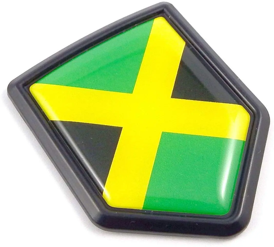Jamaica Jamaican Flag Black Shield Car Bike Decal Crest Emblem 3D Sticker 1