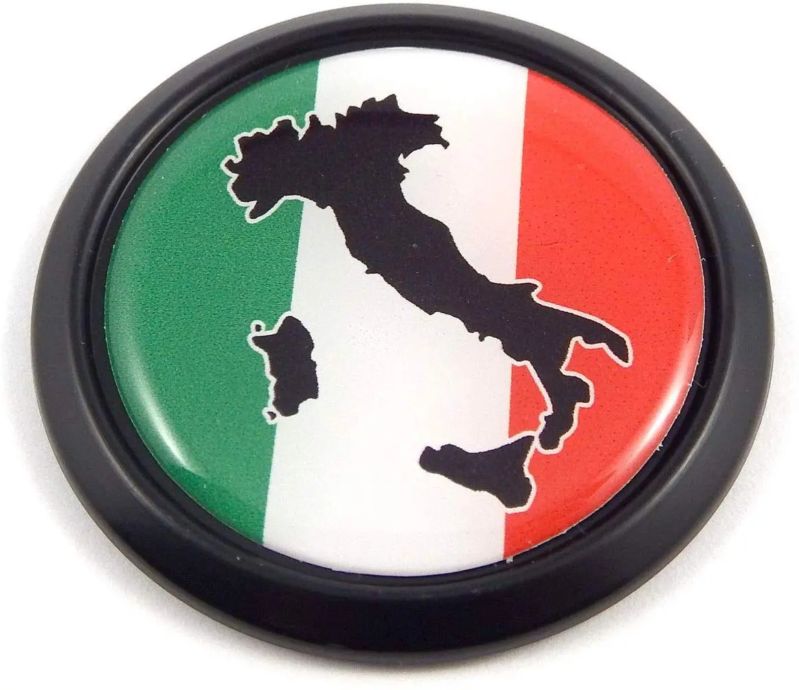Italy Italia Black Round Flag Car Decal Emblem Bumper 3D Sticker 1.85" 1