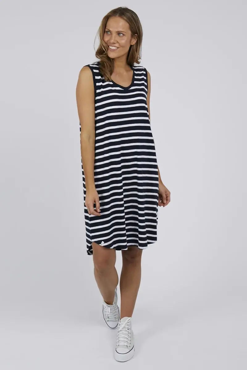 Elm - Scoop Tank Dress - Navy Stripe 1