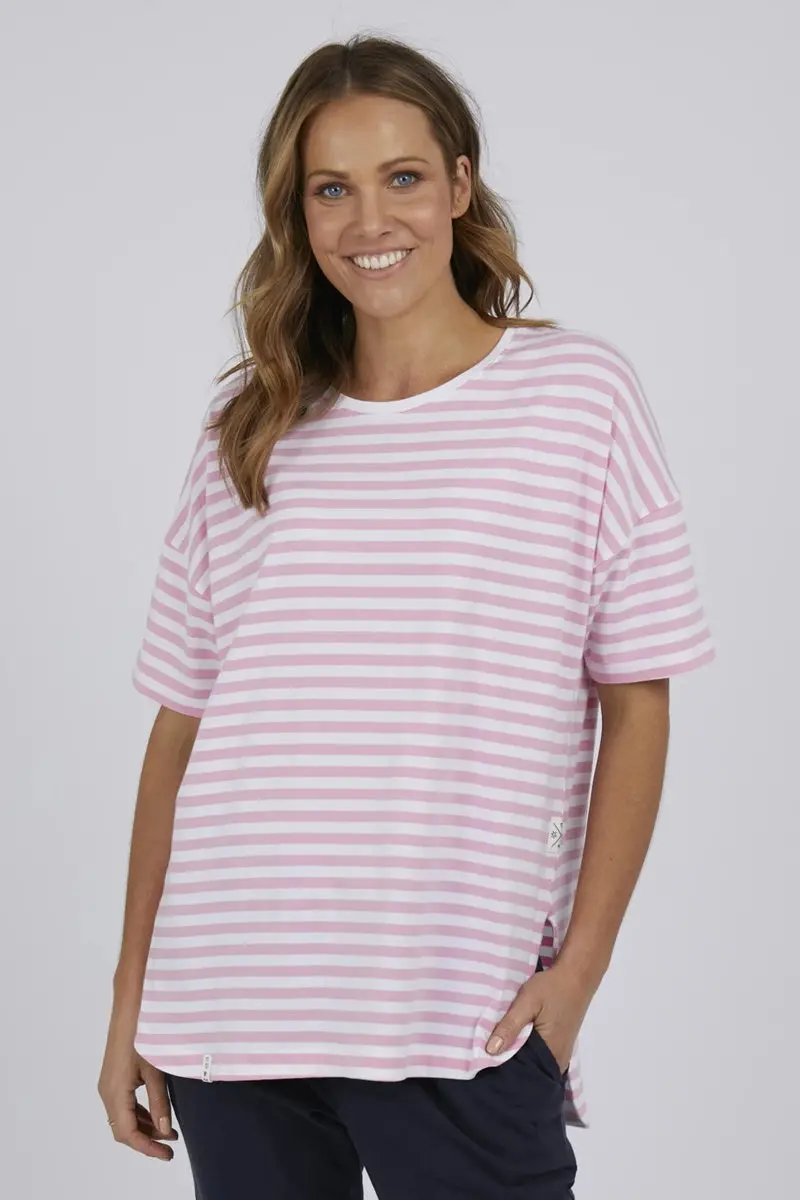 Elm - Lauren Stripe Tee - Sherbet Pink 1