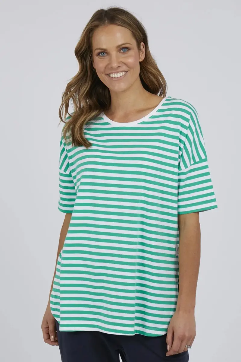 Elm - Lauren Stripe Tee - Green & White 1