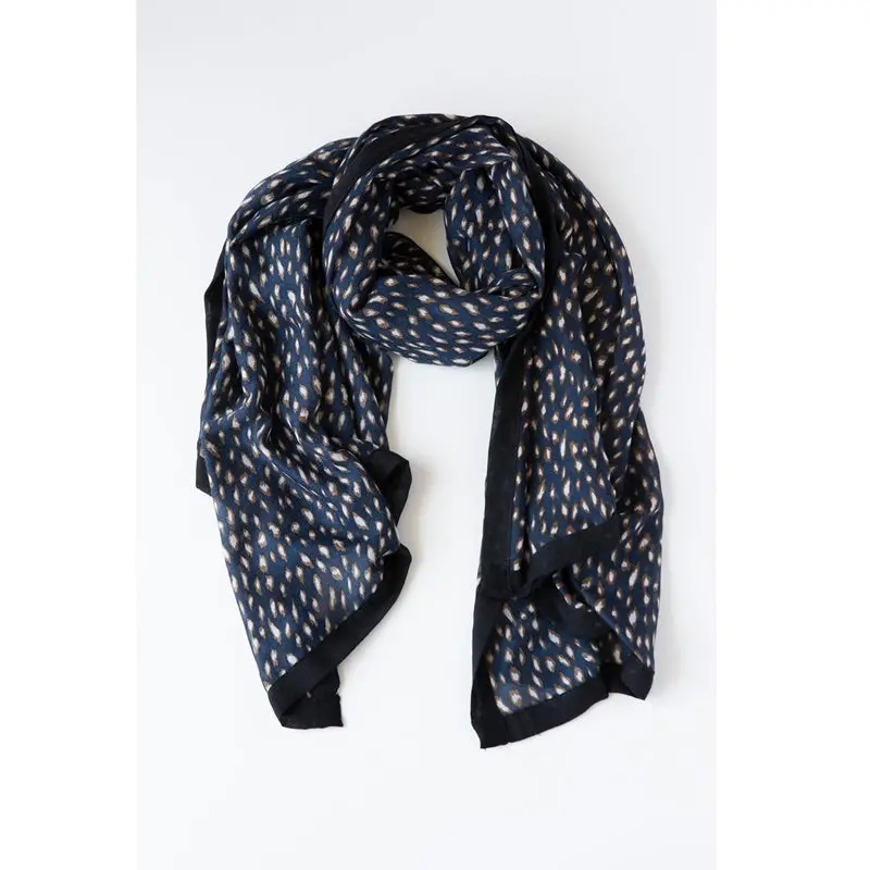 Antler - Cheetah Print Scarf - Navy 1