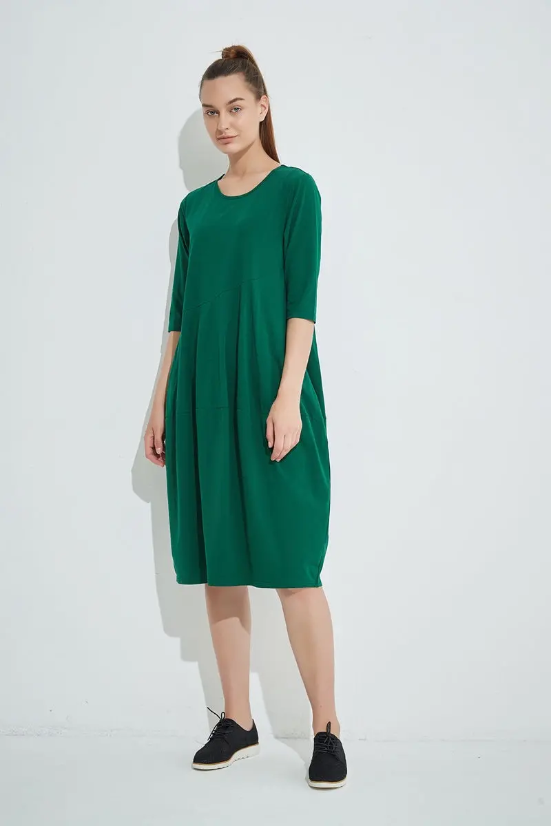 Tirelli - 3/4 Sleeve Diagonal Seam Dress - Sycamore 1