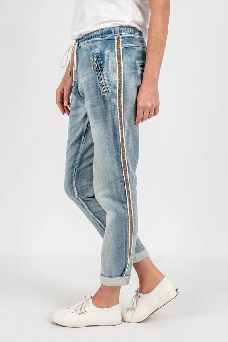 Italian Star - Denim Jogger With Gold Trim 1