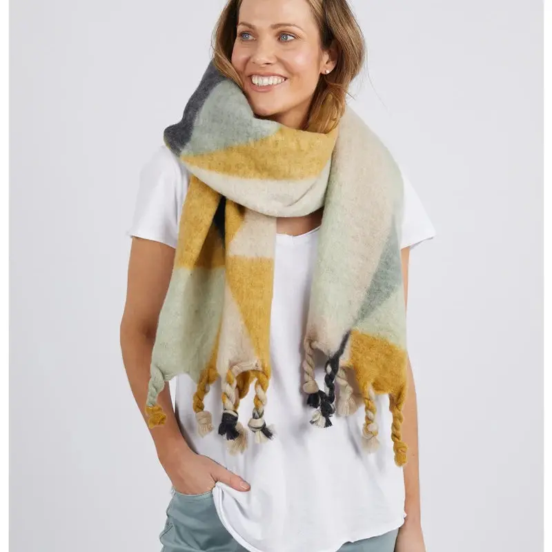 Elm - Verity Scarf - Mustard/Blue/Oatmeal 1