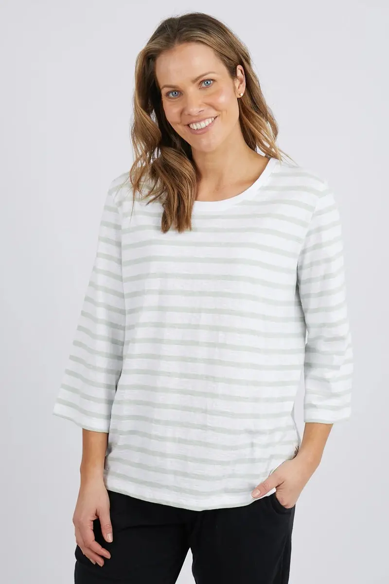 Elm - Amelia 3/4 Sleeve Top - Surf Spray/White Stripe 1
