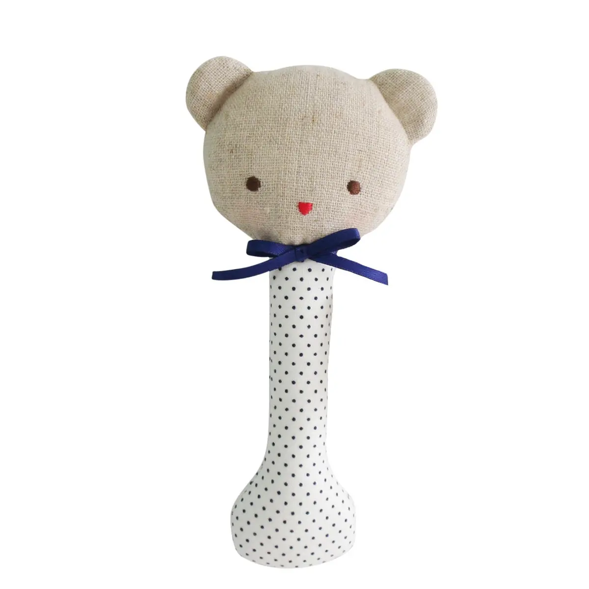 Alimrose - Baby Bear Stick Rattle Navy Spot 1